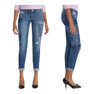 White House Black Market Girlfriend Jeans~Size 0~Distressed Floral Denim~L9 14